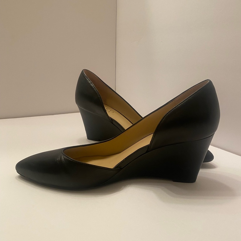 Franco Sarto Black Leather Upper Wedge Heel Women’s size 9.5, Black support Heel - Picture 2 of 14